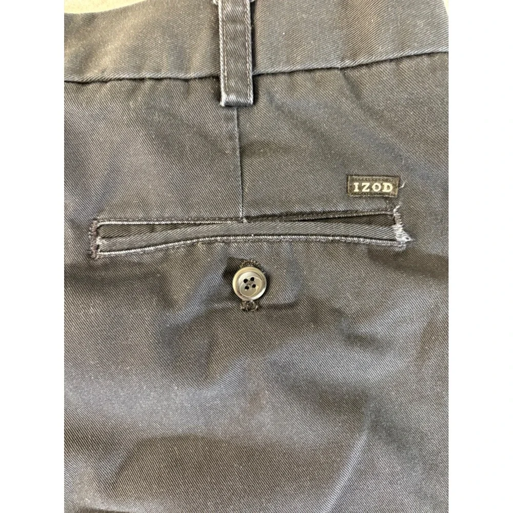 IZOD American Chino Mens Black Straight Leg Pants 34x32 Casual Twill Trousers‎